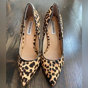 steve madden. daisie leopard hair calf heels.